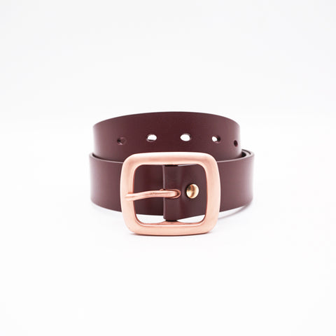 OGL Copper Buckle Leather Belt Full-Dyed Tan handmade full-grain leather copper buckle brass hardware