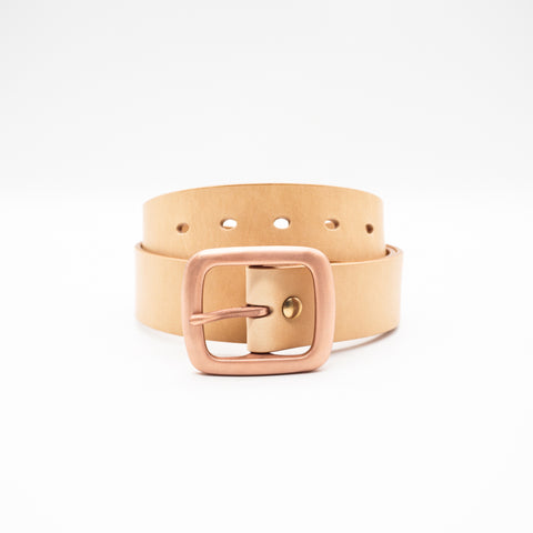 OGL Copper Buckle Leather Belt Natural handmade full-grain leather copper buckle brass hardware