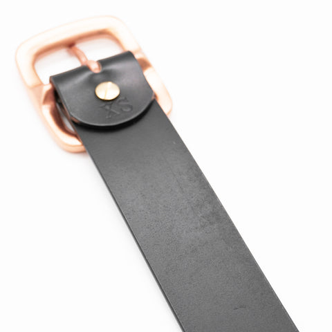 OGL Belt Copper Buckle Leather Belt Full-Dyed Black