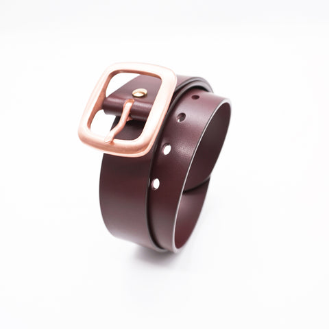 OGL Copper Buckle Leather Belt Full-Dyed Tan handmade full-grain leather copper buckle brass hardware