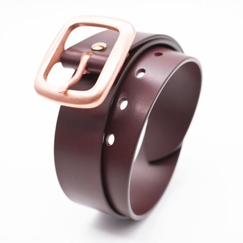 OGL Copper Buckle Leather Belt Full-Dyed Tan handmade full-grain leather copper buckle brass hardware