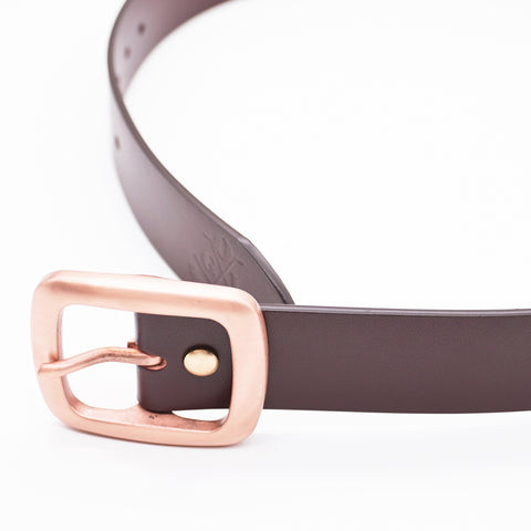OGL Copper Buckle Leather Belt Full-Dyed Tan handmade full-grain leather copper buckle brass hardware
