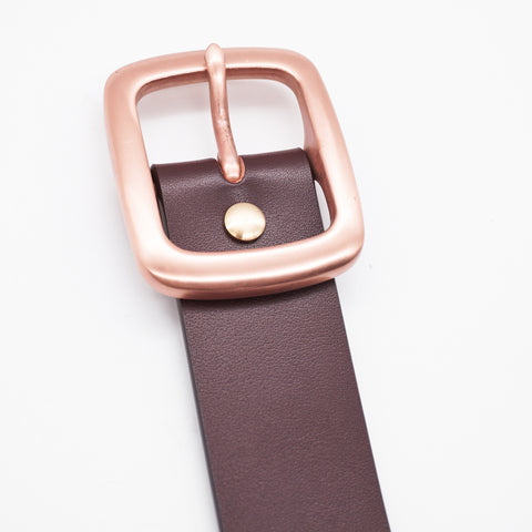 OGL Copper Buckle Leather Belt Full-Dyed Tan handmade full-grain leather copper buckle brass hardware