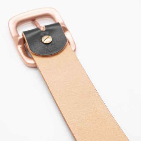 OGL Belt Copper Buckle Leather Belt Hand-Dyed Black