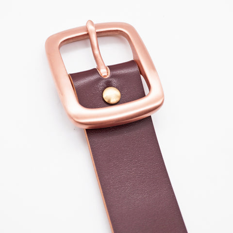 OGL Copper Buckle Leather Belt Hand-Dyed Brown handmade full-grain leather copper buckle brass hardware