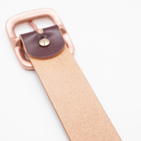 OGL Belt Copper Buckle Leather Belt Hand-Dyed Brown