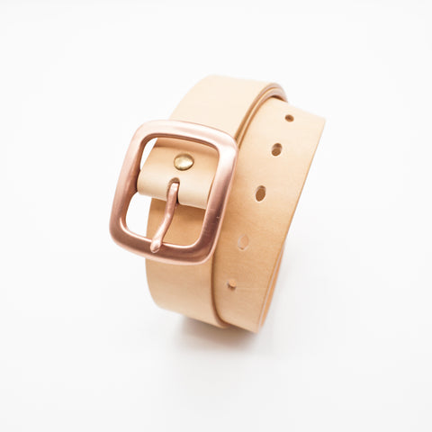 OGL Copper Buckle Leather Belt Natural handmade full-grain leather copper buckle brass hardware