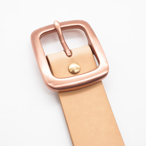 OGL Copper Buckle Leather Belt Natural handmade full-grain leather copper buckle brass hardware