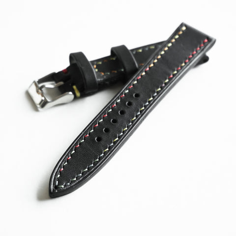 OGL WTC HANDSTITCH BUTTERO WATCH STRAP BLACK COL VTG 20-16MM