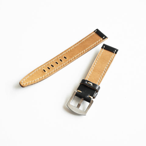 OGL WTC HANDSTITCH SHELL CORDOVAN WATCH STRAP BLACK