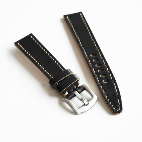 OGL WTC HANDSTITCH SHELL CORDOVAN WATCH STRAP BLACK