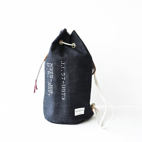 FAITH SFK LEATHER DENIM BUCKET BAG INDIGO