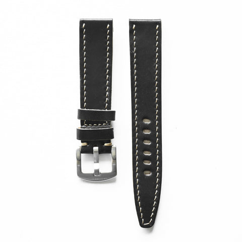 OGL WTC HANDSTITCH SHELL CORDOVAN WATCH STRAP BLACK