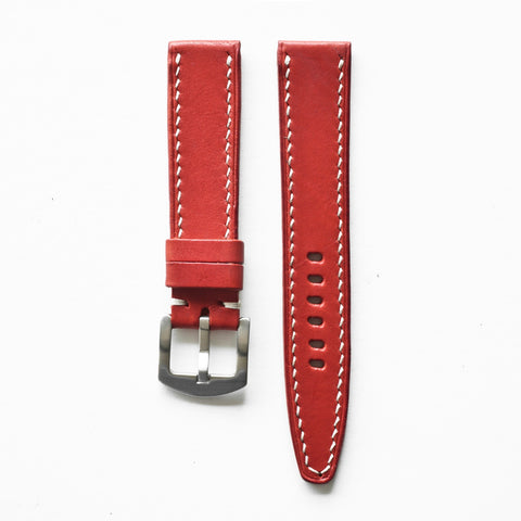 OGL WTC HANDSTITCH BUTTERO WATCH STRAP RED