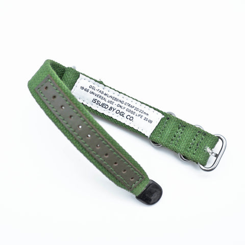 OGL WTC Field Webbing Strap with rugged woven webbing and brushed metal hardware for field watches and mechanical watches