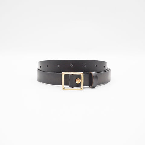 OGL Obbies Square Buckle Leather Belt Full Black handmade full-grain leather brass buckle