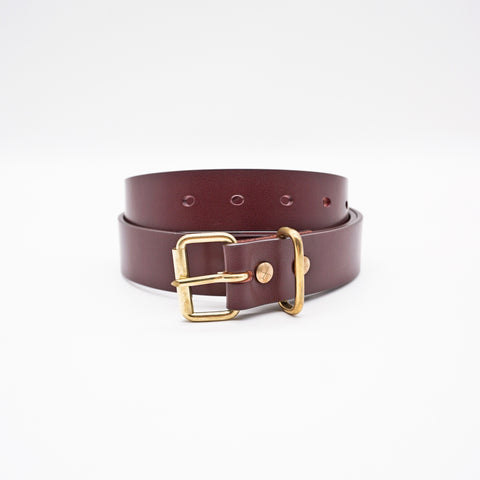 OGL Roller-Buckle Leather Belt Full-Dyed Tan handmade full-grain leather tea-core solid brass buckle
