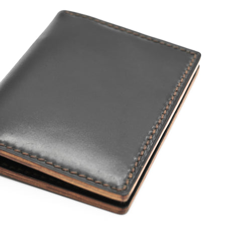 OGL BRAVE SHELL CORDOVAN FOLD CARDHOLDER BLACK (HANDSTITCH)