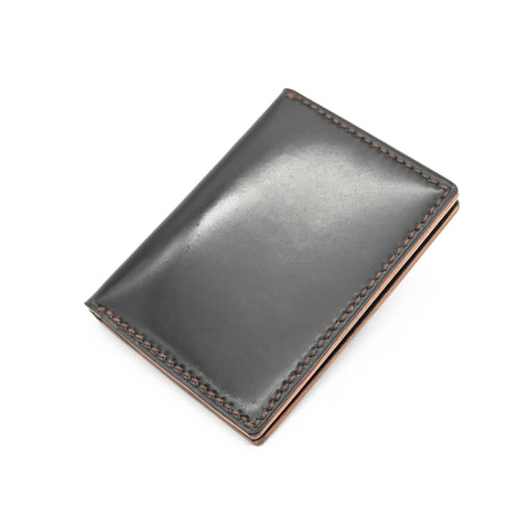 OGL BRAVE SHELL CORDOVAN FOLD CARDHOLDER BLACK (HANDSTITCH)