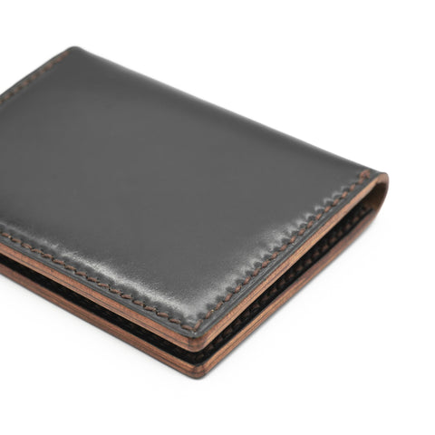 OGL BRAVE SHELL CORDOVAN FOLD CARDHOLDER BLACK (HANDSTITCH)