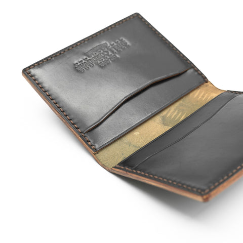 OGL BRAVE SHELL CORDOVAN FOLD CARDHOLDER BLACK (HANDSTITCH)