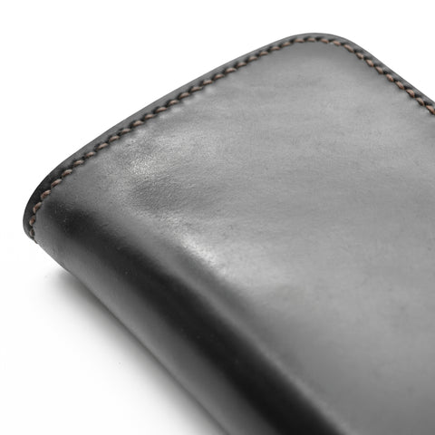 OGL BRAVE Shell Cordovan Mid Leather Wallet Black - Handstitched