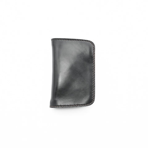 OGL BRAVE Shell Cordovan Mid Leather Wallet Black - Handstitched