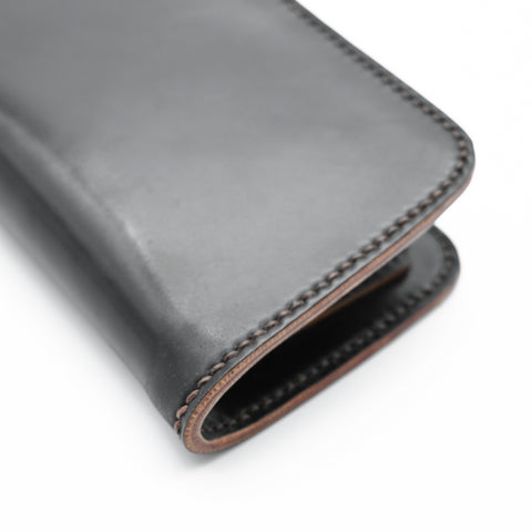 OGL BRAVE Shell Cordovan Mid Leather Wallet Black - Handstitched