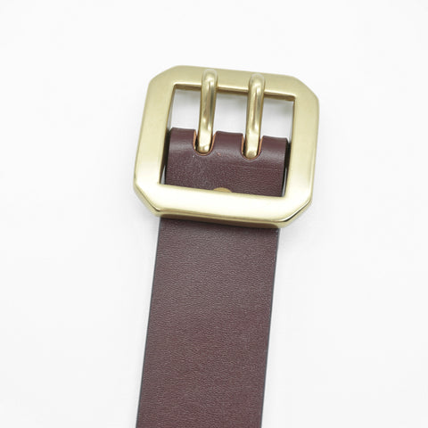 OGL Double-Prong Garrison Belt Full Tan handmade full-grain leather brass double-prong buckle