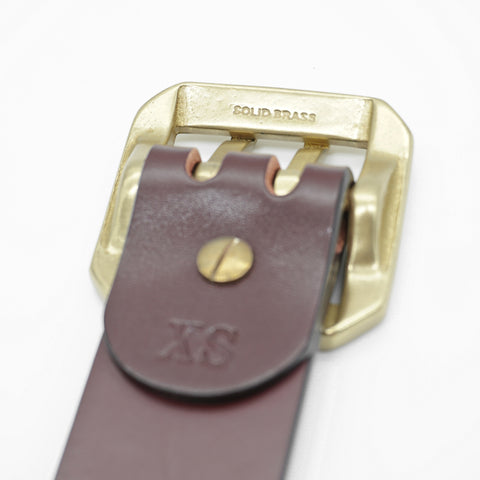OGL Double-Prong Garrison Belt Full Tan handmade full-grain leather showing solid brass double-prong buckle