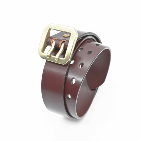 OGL Double-Prong Garrison Belt Full Tan handmade full-grain leather brass double-prong buckle