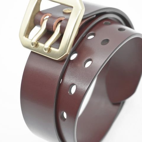 OGL Double-Prong Garrison Belt Full Tan handmade full-grain leather brass double-prong buckle