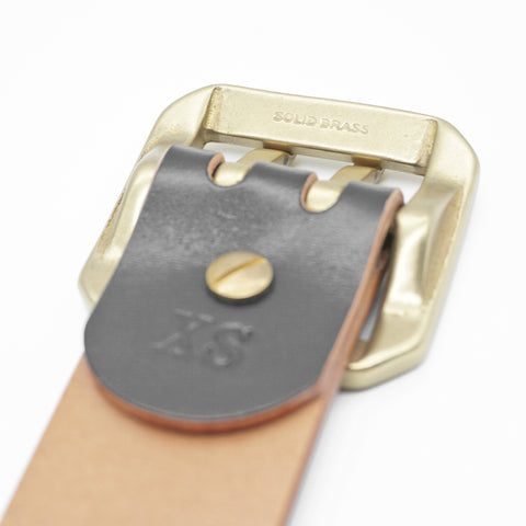 OGL Double-Prong Garrison Belt Hand-Dyed Black handmade full-grain leather showing solid brass double-prong buckle