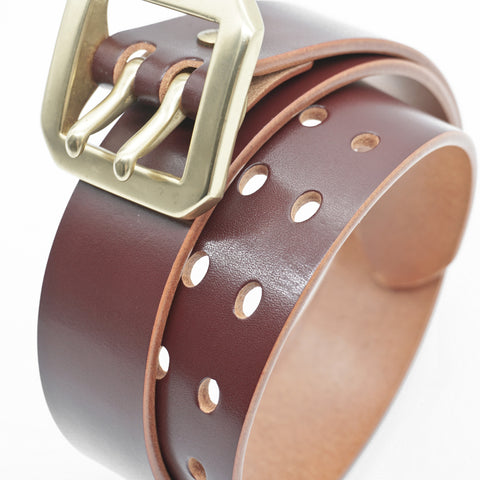 OGL BELT DOUBLE-PRONG GARRISON LEATHER BELT HAND-DYED BROWN