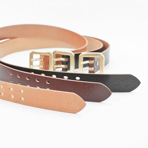 TALI PINGGANG OGL SEPALA DUA TALI PINGGANG KULIT GARISON DIWARNA TANGAN COKLAT