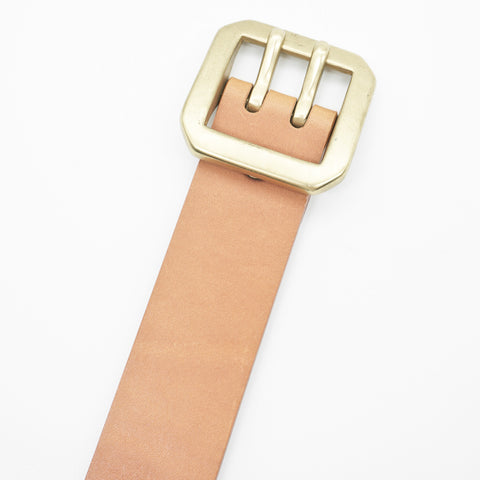 OGL Double-Prong Garrison Belt Natural handmade full-grain leather solid brass double-prong buckle