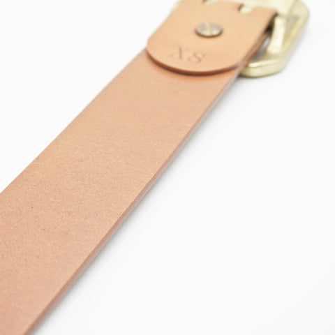 OGL Double-Prong Garrison Belt Natural handmade full-grain leather solid brass double-prong buckle