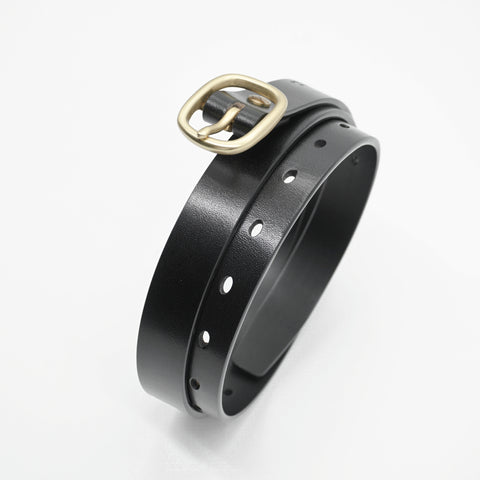 OGL Obbies Dress Leather Belt Full Black solid brass buckle, Full-Grain Leather, formal, office belt