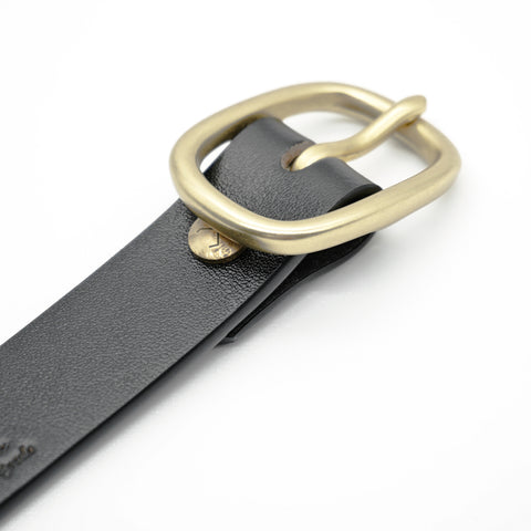 OGL Obbies Dress Leather Belt Full Black solid brass buckle, Full-Grain Leather, formal, office belt