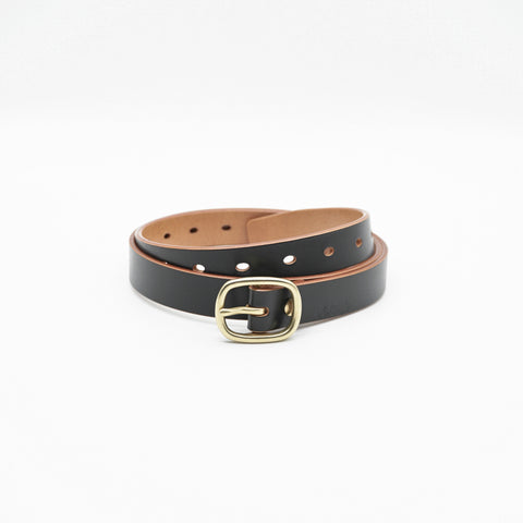 OGL Obbies Leather Belt Hand-Dyed Black solid brass buckle, Full-Grain Leather