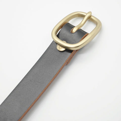 OGL Obbies Leather Belt Hand-Dyed Black solid brass buckle, Full-Grain Leather