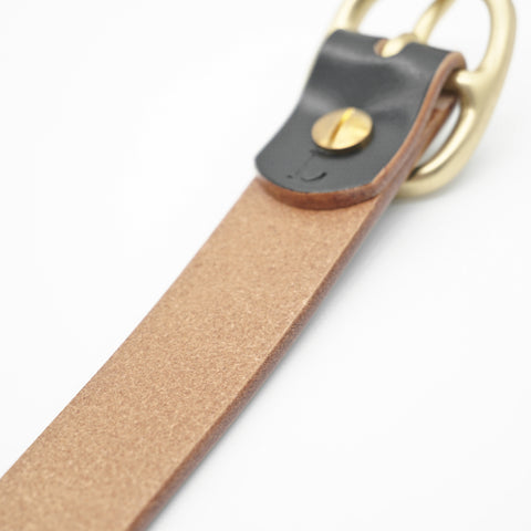 OGL Obbies Leather Belt Hand-Dyed Black solid brass buckle, Full-Grain Leather