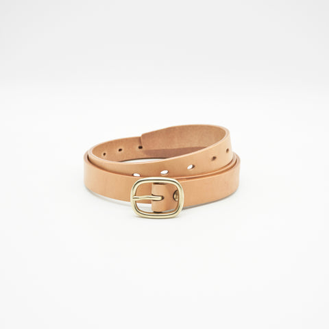 OGL Obbies Leather Belt Natural solid brass buckle, Full-Grain Leather