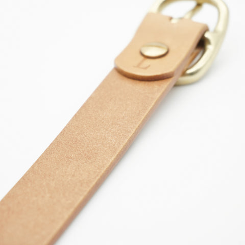 OGL Obbies Leather Belt Natural solid brass buckle, Full-Grain Leather