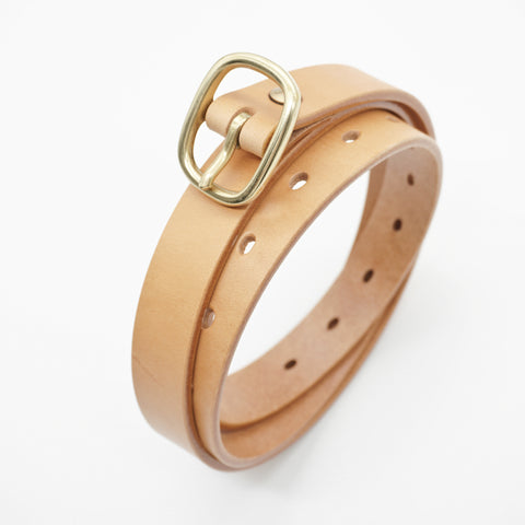 OGL Obbies Leather Belt Natural solid brass buckle, Full-Grain Leather