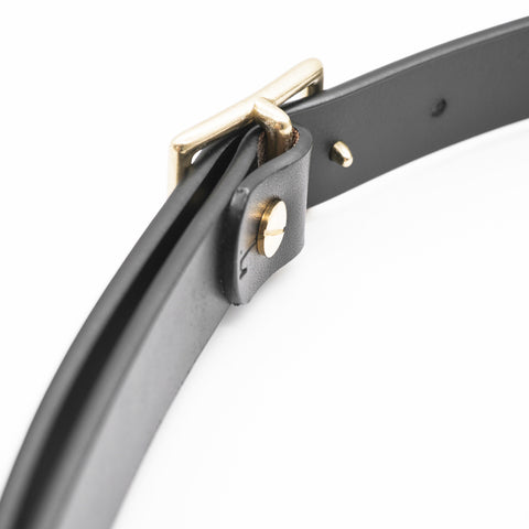 OGL Belt Obbies Square Buckle Leather Belt Full-Dyed Black
