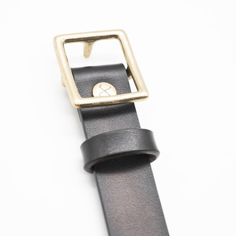 OGL Belt Obbies Square Buckle Leather Belt Full-Dyed Black