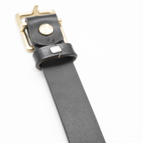 OGL Belt Obbies Square Buckle Leather Belt Full-Dyed Black