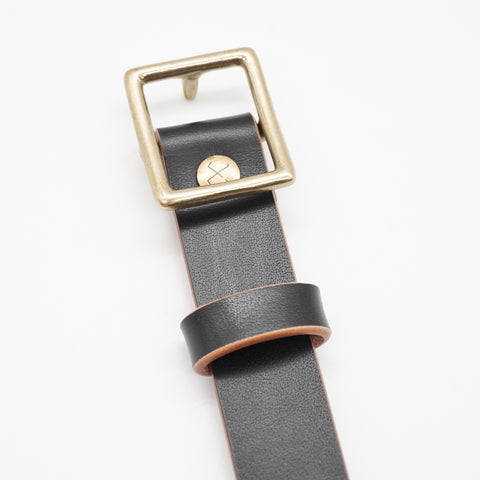 OGL Belt Obbies Square Buckle Leather Belt Hand-Dyed Black