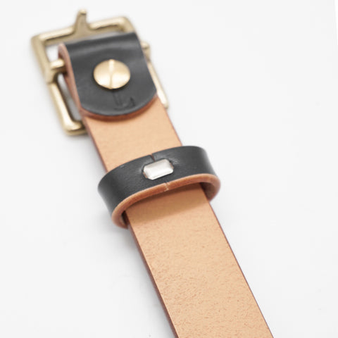 OGL Belt Obbies Square Buckle Leather Belt Hand-Dyed Black